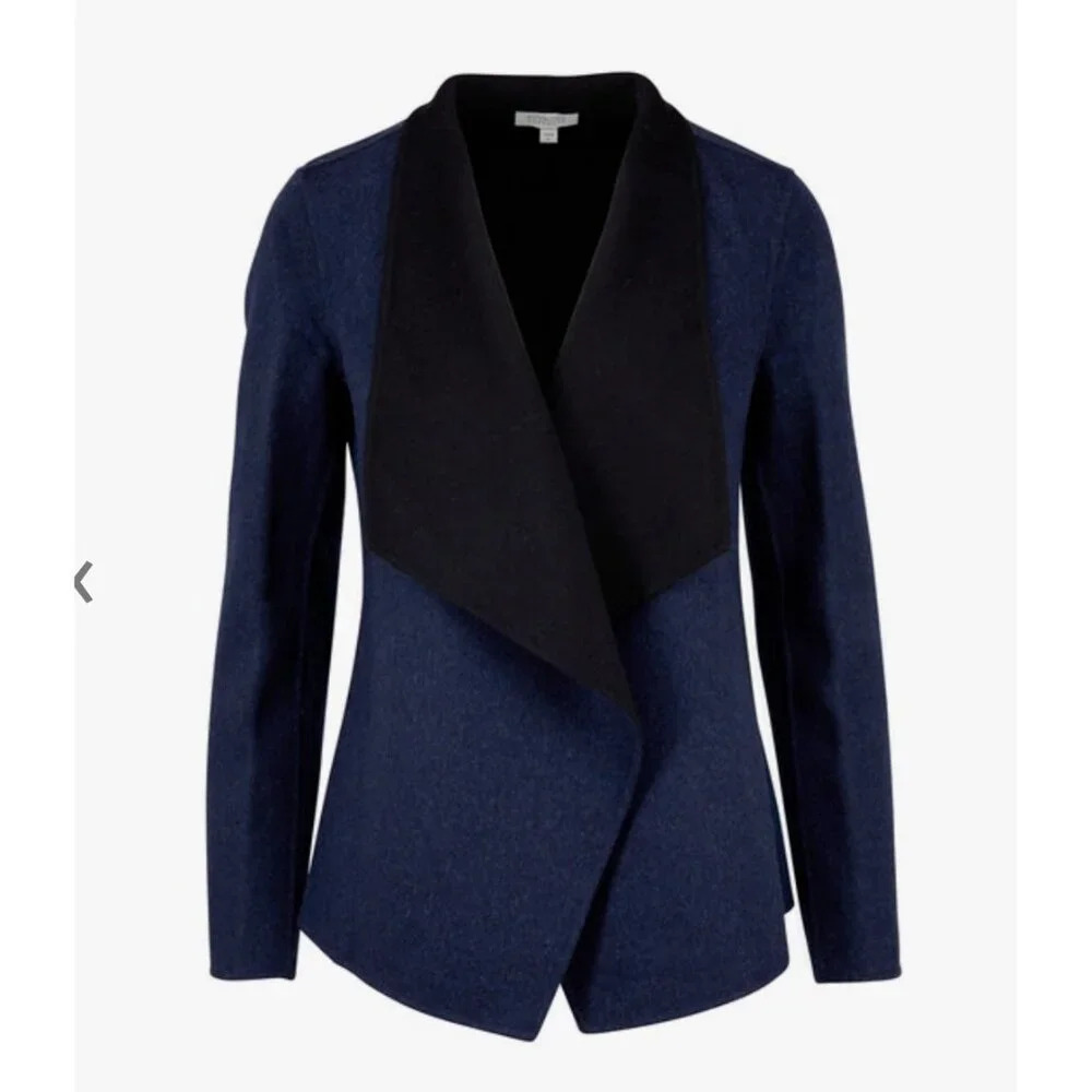 Kinross  Cashmere Draoe Reversible Blue Black Jacket L